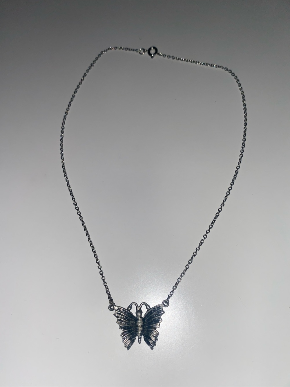 Sterling-Tone Butterfly Pendant Necklace - Silver